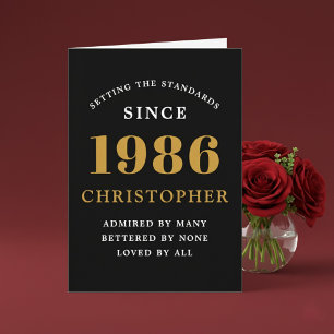 Personalized 40th Birthday Born 1986 Vintage Black Card