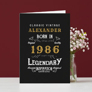 Personalized 40th Birthday Born 1986 Vintage Black Card