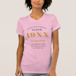 Personalized 40th Birthday Pink Gold For Her T-Shirt<br><div class="desc">Personalized birthday gold and gray on a pink ladies Tshirt. Easily customize the text on this "Birthday" T shirt using the template provided.</div>