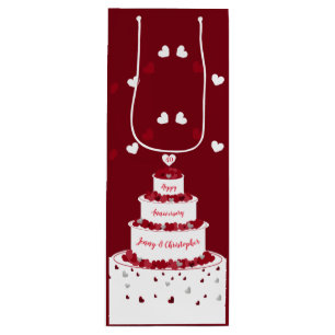 Personalized 40th Ruby Wedding Anniversary cake Wine Gift Bag
