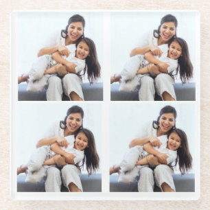 Personalized 4 collage Photos Custom  Glass Coaster