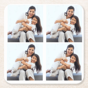 Personalized 4 collage Photos Custom Square Paper Coaster