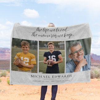 Personalized 4 Photo Memorial Sympathy Gift Fleece Blanket