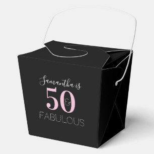 Personalized 50 and fabulous Black Pink Birthday Favour Box