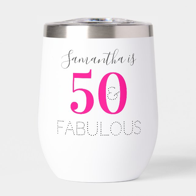 Personalized 50 and Fabulous Hot Pink Birthday (Front)