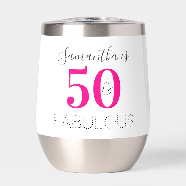 Personalized 50 and Fabulous Hot Pink Birthday (Front)