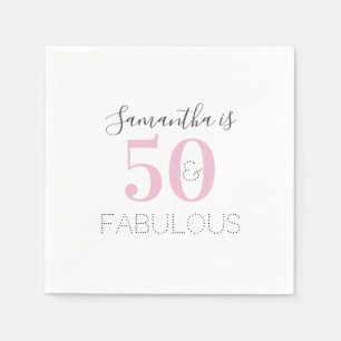 Personalized 50 and fabulous Pink Birthday Party  Napkin