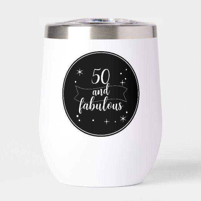 Personalized 50 Fabulous Black White Party Favor (Front)
