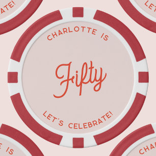 Personalized 50 Fifty Fiftieth Birthday Poker Chips