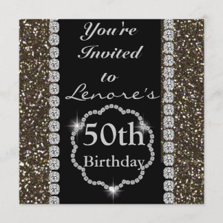 PERSONALIZED 50 th Birthday Invitation BLING