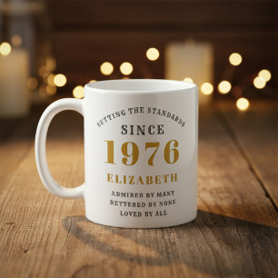 Personalized 50th Birthday 1976 Add Name Elegant Coffee Mug