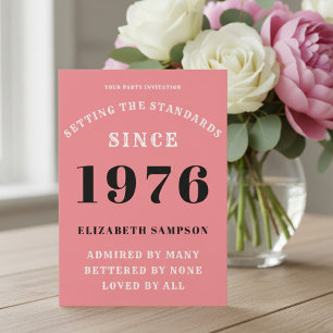Personalized 50th Birthday 1976 Add Your Name Pink Invitation