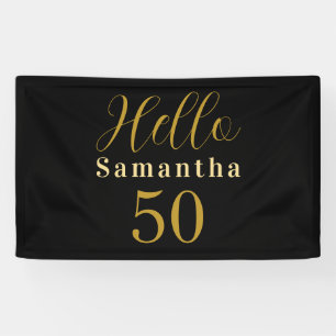 Personalized 50th Birthday Black Gold Birthday Banner