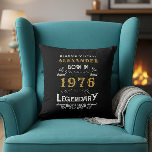 Personalized 50th Birthday Born 1976 Legend Black Cushion