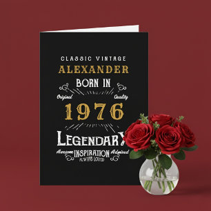 Personalized 50th Birthday Born 1976 Vintage Black Card