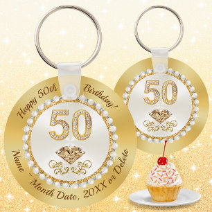 Personalized, 50th Birthday Giveaway Ideas, 50th Key Ring