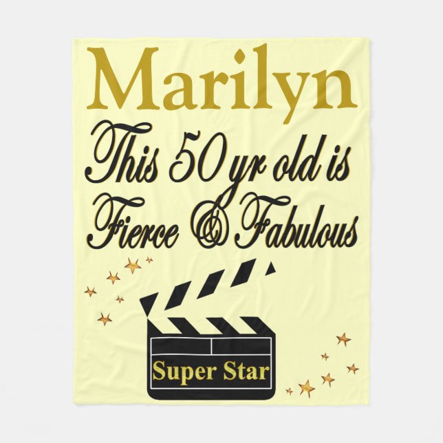 PERSONALIZED 50TH BIRTHDAY MOVIE STAR BLANKET (Front)