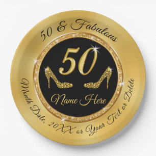 Personalized 50th Birthday Plates for Her