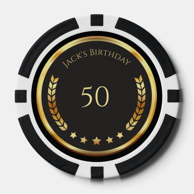 Personalized 50th Birthday Poker Chips (Front)
