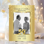 Personalized 50th Golden Wedding Anniversary Invitation<br><div class="desc">Elegant,  yet modern 50th golden marriage wedding anniversary invitation cards.  Faux gold foil and confetti with large 50 with faux diamond heart in middle.  Customize these wedding anniversaries cards with your information and photo / picture.  Easy to edit.  See matching collection; stickers,  napkins,  labels. etc</div>