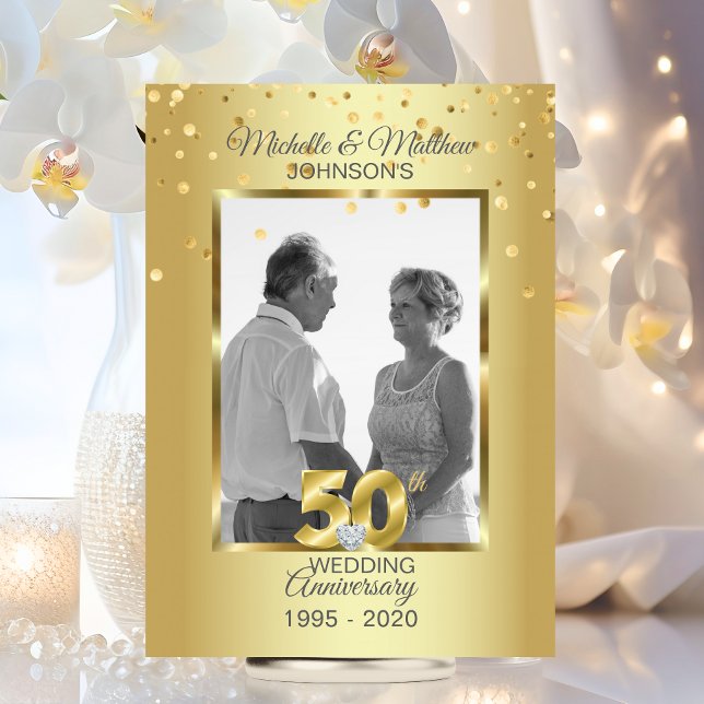 Personalized 50th Golden Wedding Anniversary Invitation (Elegant Gold 50th Golden Wedding Anniversary Invitation)