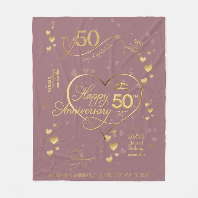 Personalized 50th Wedding Anniversary Milestone  F Fleece Blanket (Front)