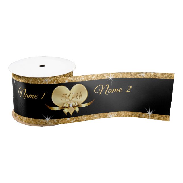 Personalized 50th Wedding Anniversary Ribbon Satin Ribbon (Spool)