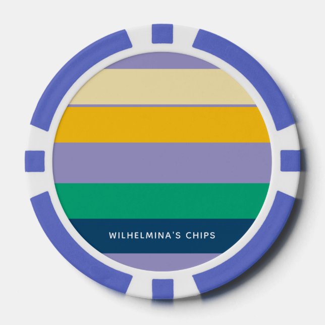 Personalized 5 Colored Lines Poker Chips (Front)