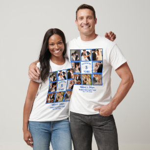 Personalized 5 Years Anniversary 8 Photo Collage T-Shirt