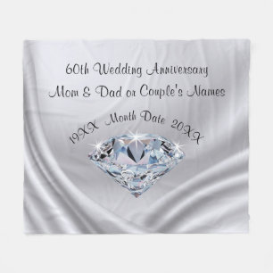 Personalized 60th Anniversary Blanket with Diamond