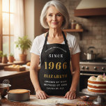 Personalized 60th Birthday 1966 Black & Gold Apron<br><div class="desc">Celebrate six decades of fabulousness with our stylish and personalized 60th Birthday Apron! This elegant black apron features a bold "SETTING THE STANDARDS SINCE" design with a prominent "1966" (or your chosen year) in gold. Below, you can customize it with a name like "ELIZABETH" and a heartwarming phrase: "ADMIRED BY...</div>