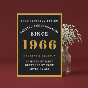 Personalized 60th Birthday 1966 Elegant Black Gold Invitation
