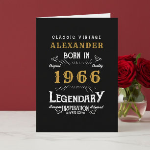 Personalized 60th Birthday Born 1966 Vintage Black Card