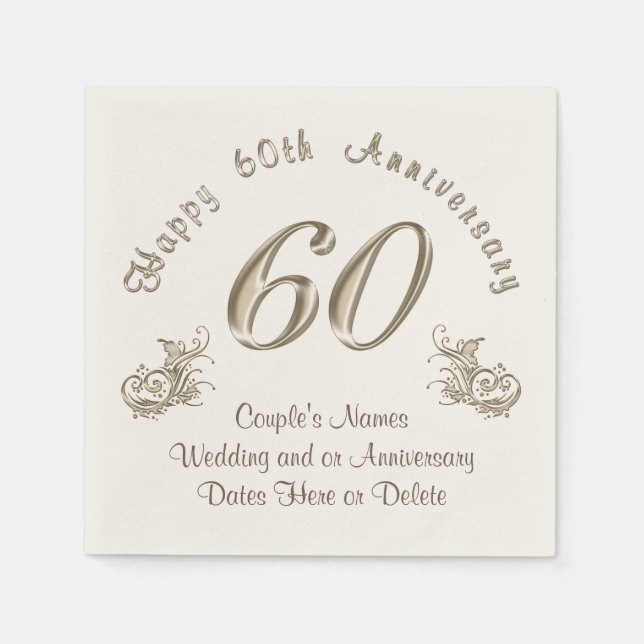 PERSONALIZED 60th Wedding Anniversary Napkins (Front)