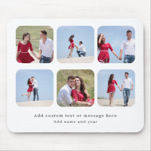 Personalized 6 Photo Collage with Custom Text Mouse Pad