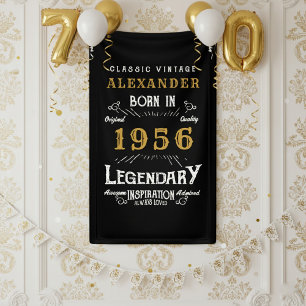 Personalized 70th Birthday Born 1956 Retro Party Banner