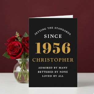 Personalized 70th Birthday Born 1956 Vintage Black Card