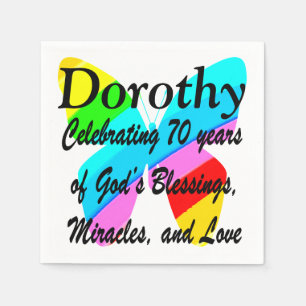 PERSONALIZED 70TH BIRTHDAY BUTTERFLY NAPKINS