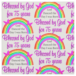 PERSONALIZED 75TH BIRTHDAY RAINBOW DESIGN FABRIC