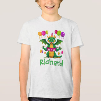 Personalized 7th Birthday Dragon with Name Tri-Blend Shirt