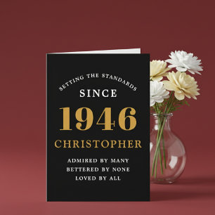 Personalized 80th Birthday Born 1946 Vintage Black Card