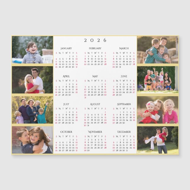 Personalized 8 Photo Collage 2026 Family Calendar (Front)