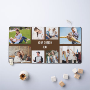 Personalized 8 Photo Collage family & Custom text Desk Mat