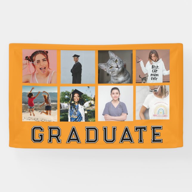 Personalized 8 Photo Collage Graduation Banner (Horizontal)