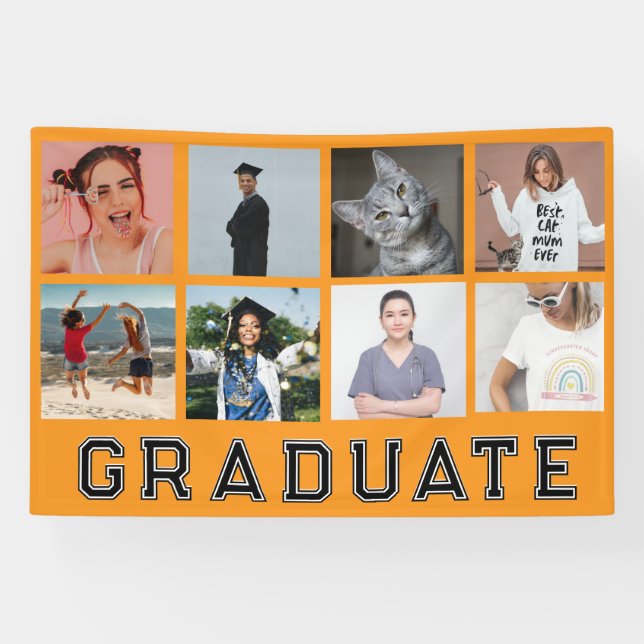 Personalized 8 Photo Collage Graduation Banner (Horizontal)