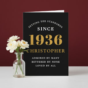 Personalized 90th Birthday Born 1936 Vintage Black Card