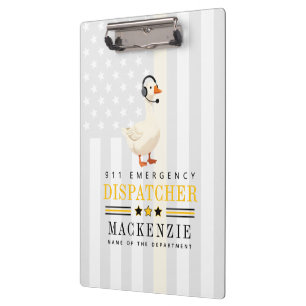 Personalized 911 Dispatcher Goose With Headset Clipboard