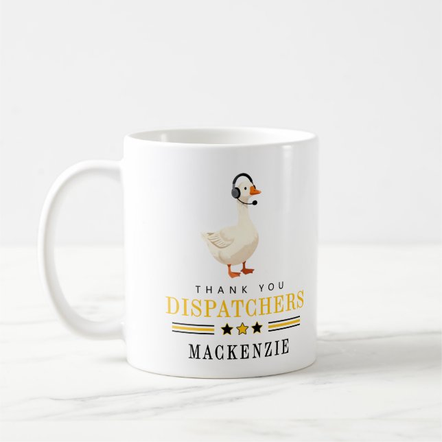 Personalized 911 Dispatcher Goose With Headset  Coffee Mug (Left)