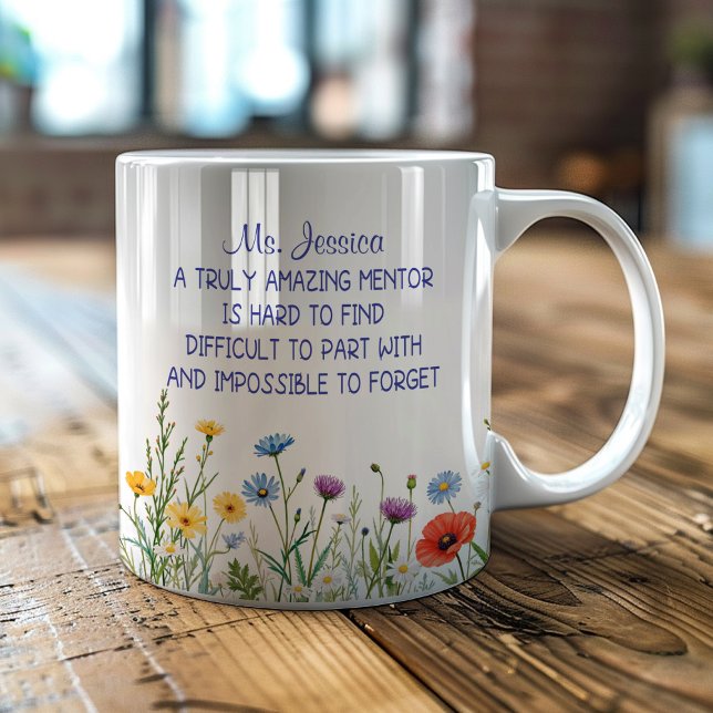 Personalized A Truly Amazing Mentor Floral Coffee Mug (Creator Uploaded)