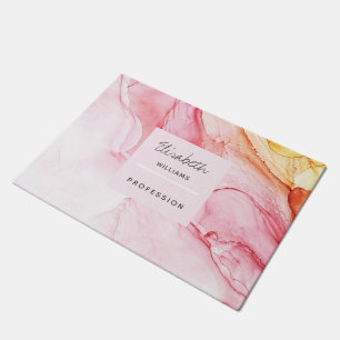 Personalized Abstract Pink Ink Paint Doormat